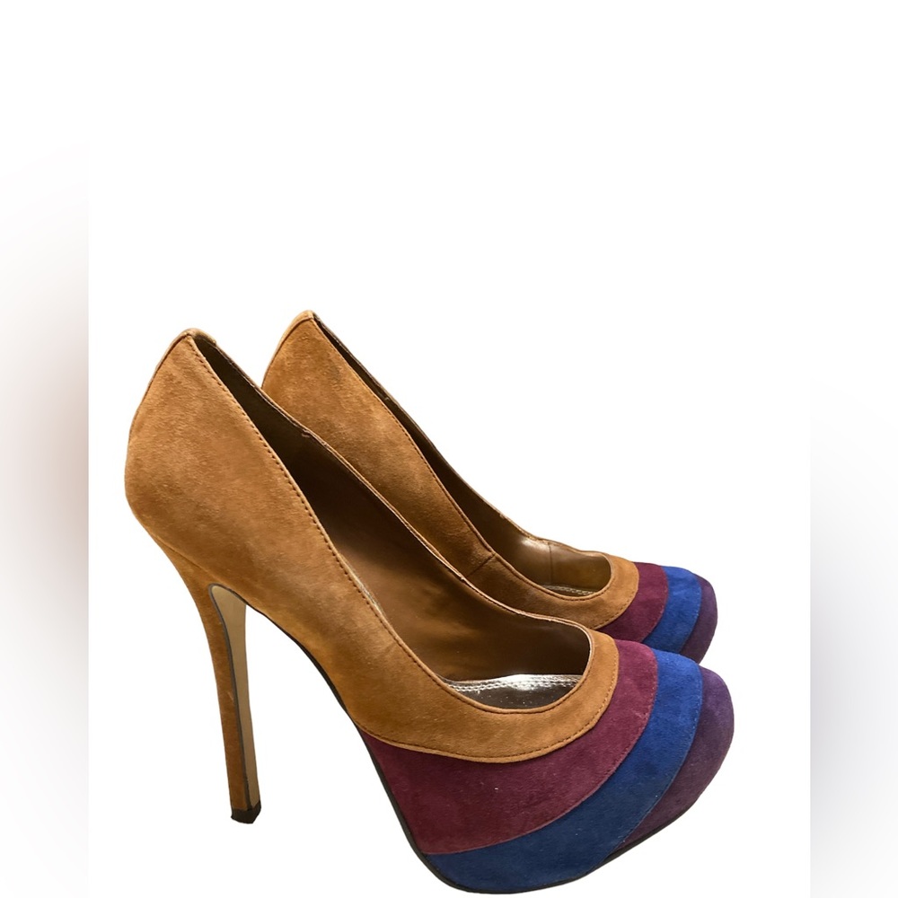 Tan Blue and Purple Baker's Heels Size 7.5 M - Picture 5 of 6